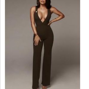 Olive gold accent jumpsuit